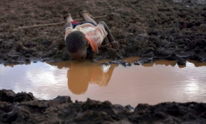 child-drinking-from-puddle